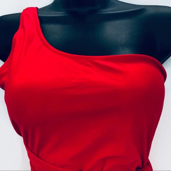 NWOT One Piece swimsuit one strap attached sash belt. LRG - Picture 4 of 6